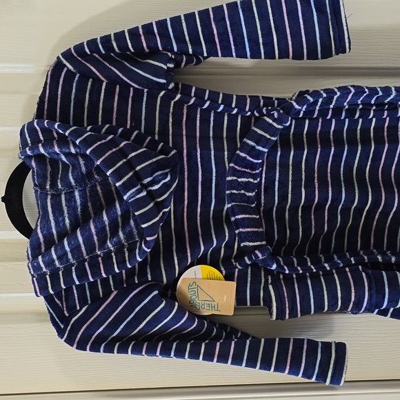 THEREABOUTS BLUE STRIPED TODDLER BOYS OR GIRLS HOODED ROBE SIZE XS 6/6X - Picture 8 of 12